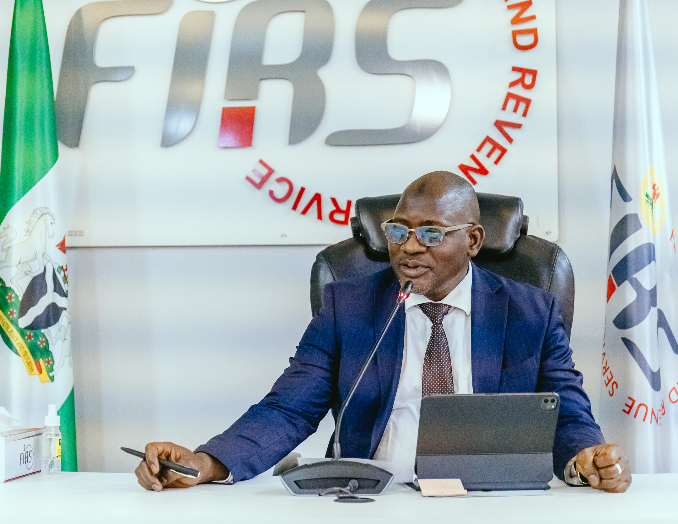 Mr. Muhammad Nami, Executive Chairman, Federal Inland Revenue Service (FIRS) during a meeting at the FIRS HQ, Abuja