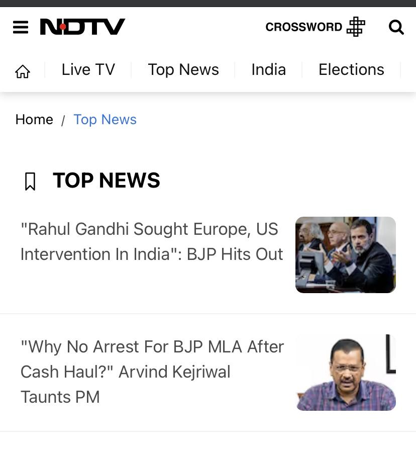 Image 7: Headlines on NDTV with every word capitalised against what is on image 4