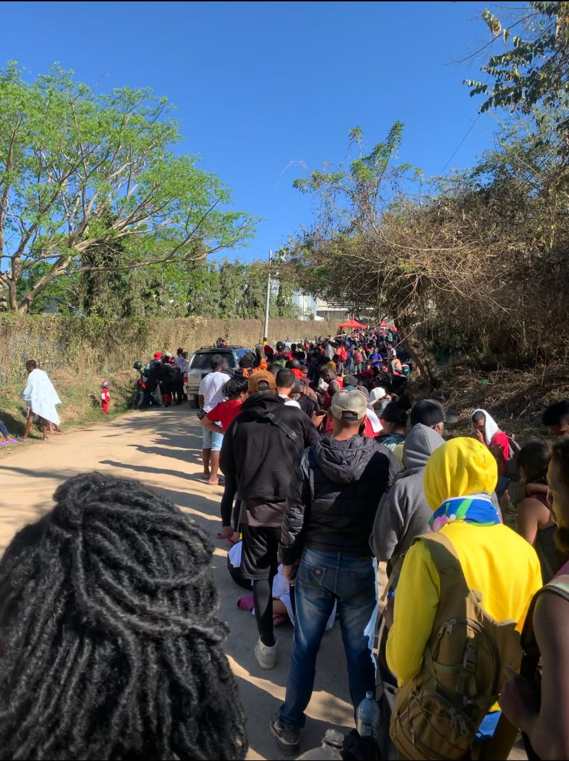 Honduras. Thousands of Cameroonian immigrants who just arrived from Nicaragua are waiting to get a pass to enable them to travel by bus across the country into Guatemala.