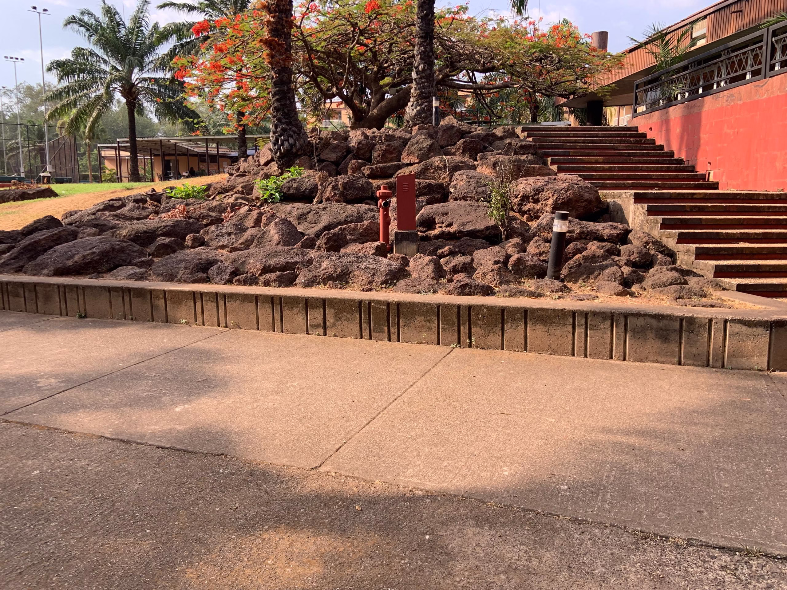 A front view of the resort